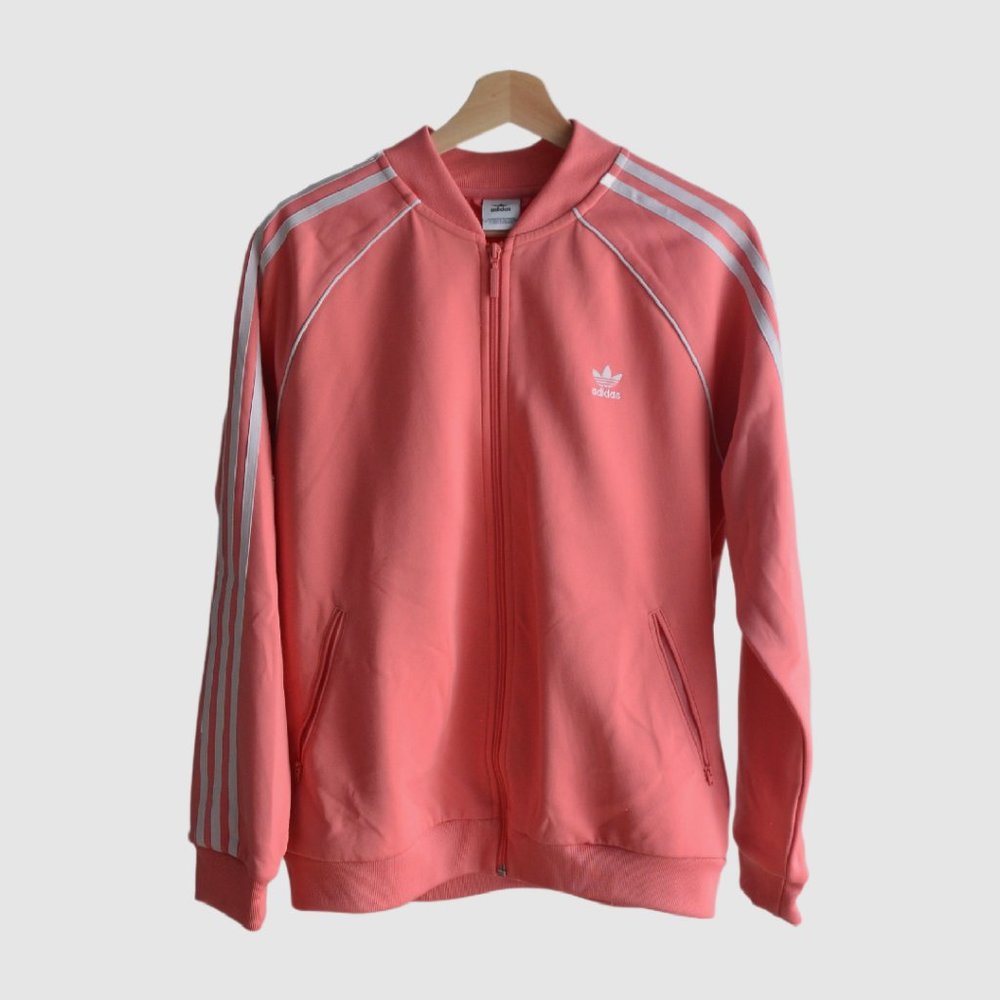 Adidas Originals Track Jacket – Coral, Size L, Classic 3-Stripes Design
